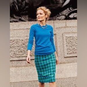 Boden Blue and Green Pencil Skirt